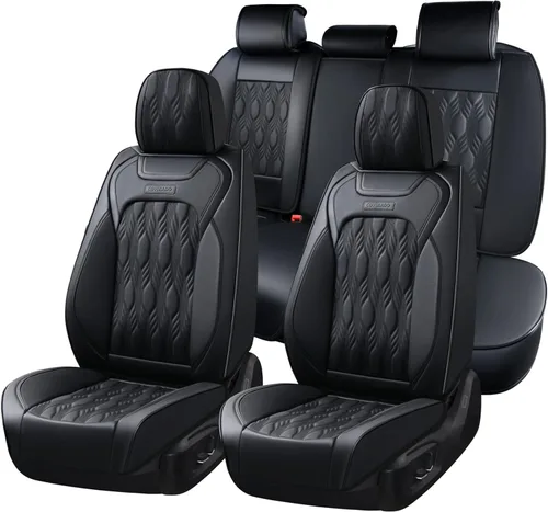 Vista 29 de Coverado Fundas de asiento delantero para automóvil, acojinadas, impermeables, de piel sintética, protectoras, de ajuste universal para la mayoría