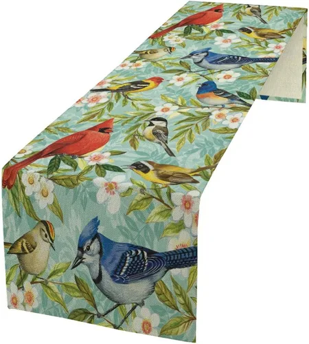 Vista 34 de Camino de mesa de lino de algodón, cuchillo de cocina occidental, tenedor, colección de mesa rectangular, desierto salvaje oeste americano
