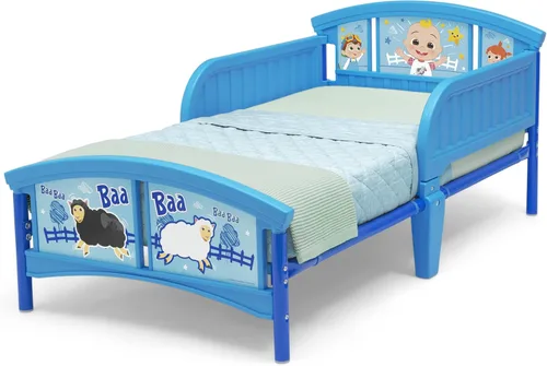 Vista 13 de Delta Children Cama de plástico para niños pequeños, CoComelon + Delta Children Twinkle Galaxy Colchón de doble cara para cuna y niño pequeño