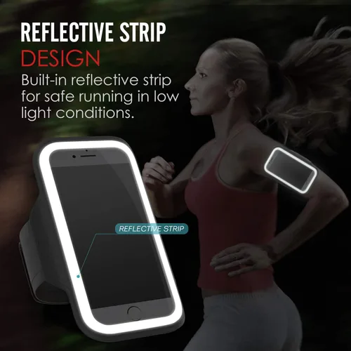 Vista 8 de MoKo Brazalete para teléfono, resistente al agua, con soporte para llaves, banda ajustable compatible con iPhone 11, 11 Pro Max, Xs Max, Xr, 8 Plus