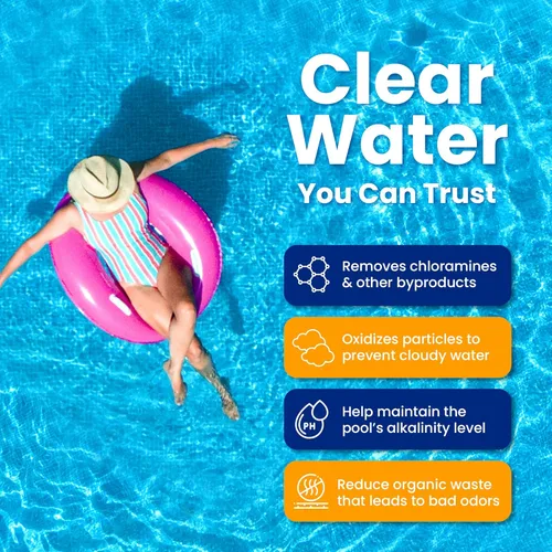 Vista 4 de POOL SHARK Choque de Piscina de Hipoclorito de Calcio al 68% - Paquete de 12 Gránulos de Cloro - Bolsas de 1 lb - Choque de Piscina para Tratamiento