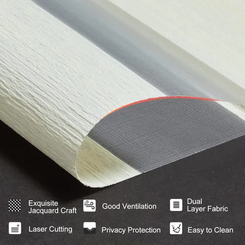 Vista 2 de Persilux - Persianas sin cordón de cebra para ventanas con patrón jacquard, cortinas de doble capa transparentes, cortinas enrollables de filtrado