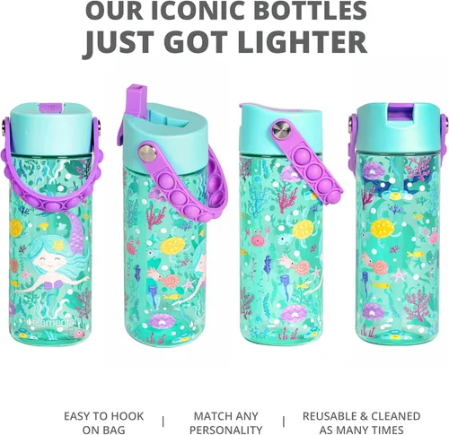 Vista 81 de Elemental Botellas de agua para niños – Botella de agua para niños Splash para la escuela con mango Pop-it – Botella de agua de plástico Tritan sin