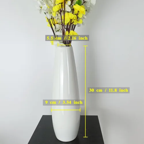 Vista 57 de White Ceramic Flower Vase,12 Inch Tall Modern Textured Vases for Home Decor,Table Centerpieces,Farmhouse,Shelf,Living Room Decorations Minimalist