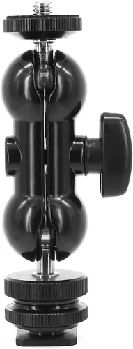 Vista 2 de Montura de zapata esférica de 1/4" Montura de zapata caliente Cabezal esférico doble Tornillo de trípode de 1/4" Multifunción para monitores LCD