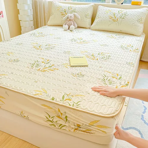 Vista 14 de FCLDESHOP Comfort Hotel - Sábana bajera ajustable de bolsillo profundo, juego de sábanas bajeras y fundas de almohada de seda de hielo de látex