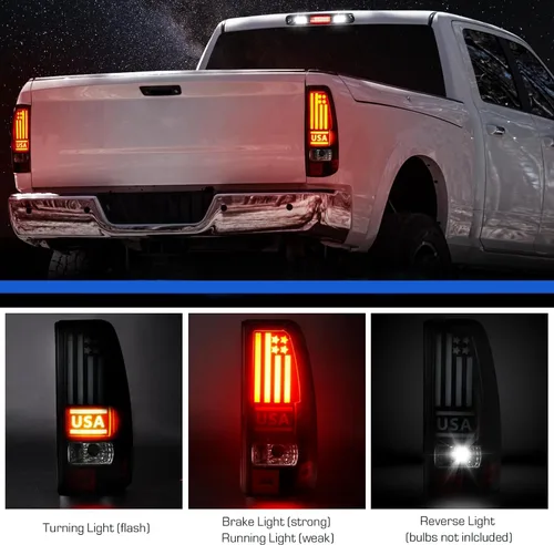 Vista 3 de Luz trasera LED + 3ª luz de freno para Chevy Silverado 1500 2500 HD 1999-2002, apta para GMC Sierra 1500 2500 HD 1999-2003 Fleetside Bedtype