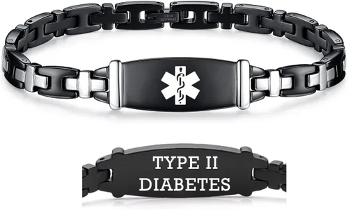 Vista 104 de LinnaLove Lady Medical Alert - Pulseras médicas de acero inoxidable para mujer, 7.5 pulgadas