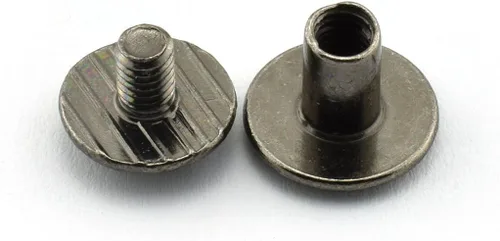 Vista 6 de LQ Industrial 15 juegos Chicago Tornillo redondo con cabeza ranurada de acero al carbono Tornillos de encuadernación remache libro encuadernación