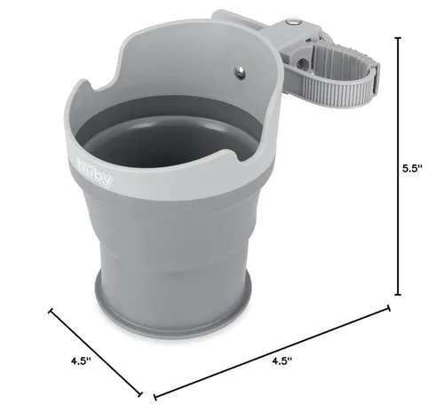 Vista 7 de Nuby Portavasos plegable - Accesorio de viaje/cochecito gris