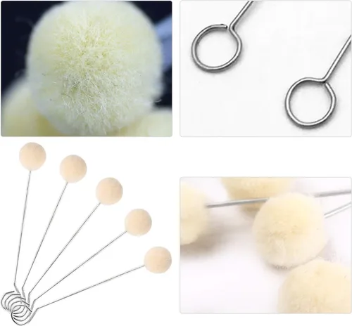 Vista 4 de 25 piezas de lana Daubers cepillo de bola herramienta de tinte de cuero con mango de metal aplicador para proyectos de manualidades DIY