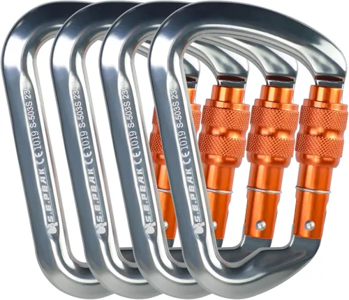 Vista 13 de SEPEAK UIAA - Mosquetón de escalada con bloqueo de 30 kN, clip profesional para puerta de tornillo resistente para escalada al aire libre