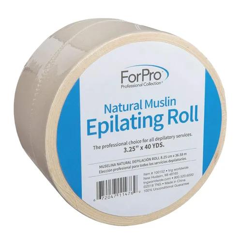 ForPro Professional Collection Rollo depilador de muselina natural, resistente al desgarro, para depilación, 3.25 pulgadas de ancho x 40 yardas