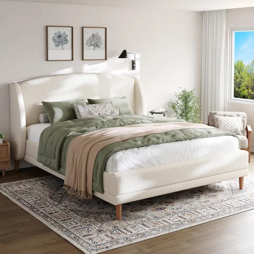 Vista 16 de Christopher Knight Home Base de cama de terciopelo color avellana tamaño Queen con cabecera con respaldo de ala, moderno marco de cama Queen y Topo