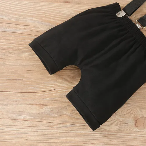 Vista 7 de Conjunto divertido de ropa de primer cumpleaños para bebé niño, con corbatín y estampado de dinosaurio, conjunto de pantalones con tirantes