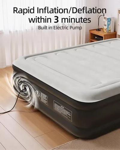 Vista 5 de CHILLSUN Colchón de aire doble mejorado 2026 con bomba integrada, 3 minutos de autoinflado rápido, cama inflable resistente a pinchazos, a prueba