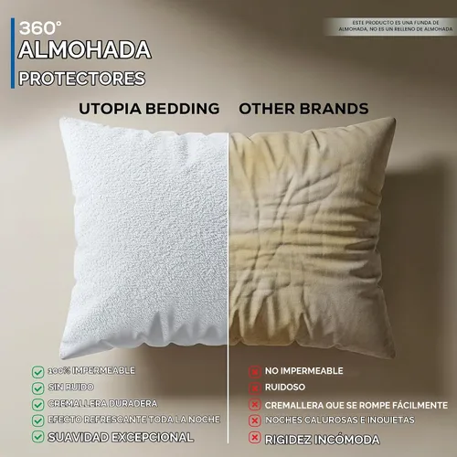 Vista 5 de Utopia Bedding Juego de 4 protectores de almohada impermeables con cremallera tamaño estándar, fundas de almohada de rizo, fundas de almohada a