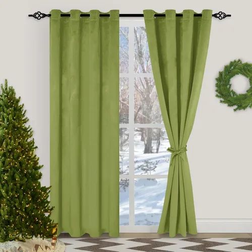 Vista 61 de XWZO Cortinas de terciopelo azul de 63 pulgadas de largo, elegantes cortinas de lujo suaves para sala de estar, aislamiento térmico, oscurecimiento