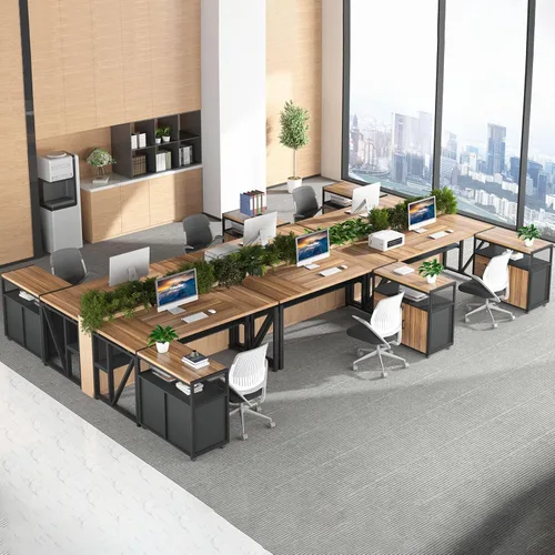 Vista 4 de Tribesigns Escritorio en forma de L de 55 pulgadas con cajón, escritorio ejecutivo para computadora y archivador lateral, 2 piezas de muebles