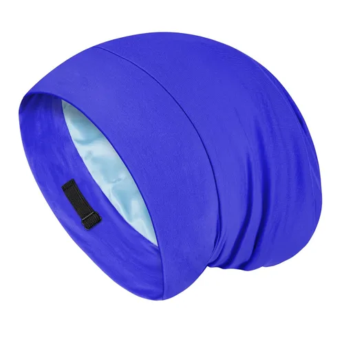 Vista 14 de Fittia Gorro de satén para dormir, sedoso sin encrespamiento para el cuidado de los rizos, correa ajustable para antideslizante, gorra de rastas