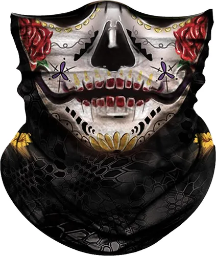 Vista 25 de Obacle Máscara facial de calavera para mujer, protección contra el polvo, viento, sol, rave, festival, equitación