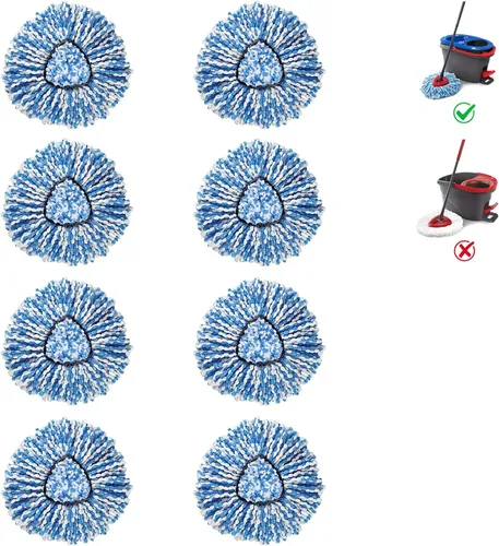 Vista 7 de BonusLife 2 paquetes de cabezales de repuesto para mopa de O-Ceda RinseClean Spin Mop, sistema de 2 tanques, fácil limpieza, microfibra