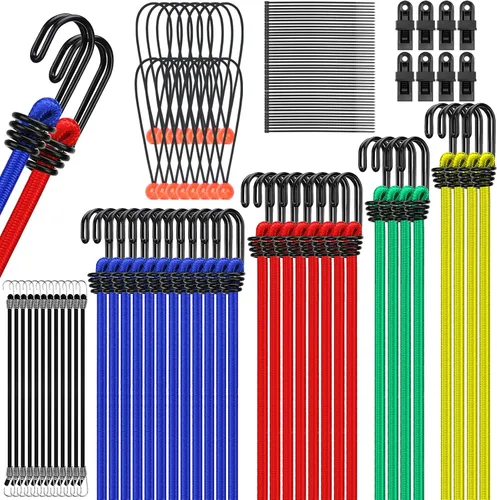 Vista 19 de Rollo de cuerda elástica resistente, cuerdas elásticas de grado marino de 1/4 pulgadas x 110 pies, cuerdas elásticas negras superelásticas, cable