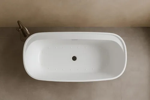 Carver Tubs - Graceful II 67" - Bañera de remojo independiente blanca moderna con masaje de aire de chorro climatizada - Bañera acrílica ovalada