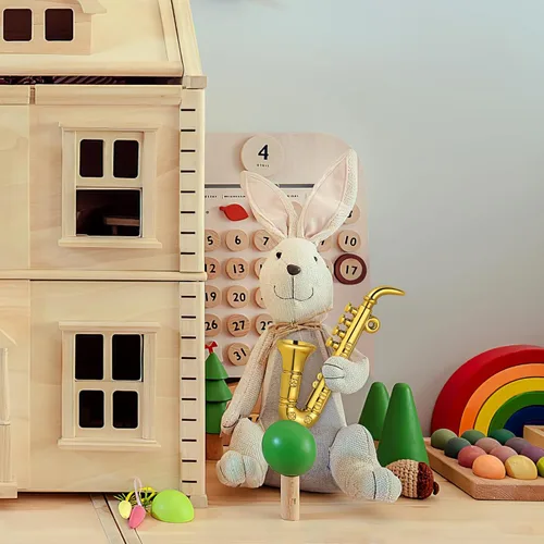 Vista 3 de Mini modelo de saxofón modelo de saxofón en miniatura, colección musical, adornos decorativos (dorado)