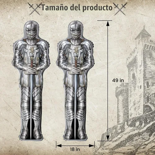 Vista 7 de Globos de fiesta de caballero Lidmada, suministros de decoración de castillo medieval globos de aluminio en foil para fiesta temática de dragón