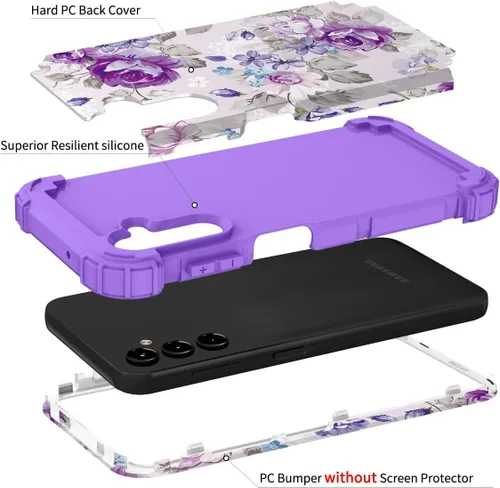 Vista 6 de Hocase Funda para Galaxy A13 5G, resistente a los golpes, protección de goma de silicona suave, funda protectora híbrida de plástico duro