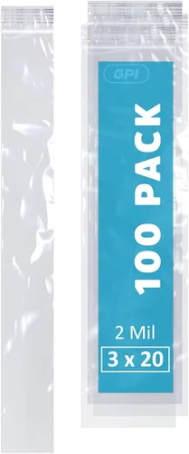 Vista 50 de Bolsas con cremallera de 2 x 8 pulgadas de largo, paquete de 100 bolsas de plástico transparente con cierre con cremallera, 2 mil de grosor, bolsas