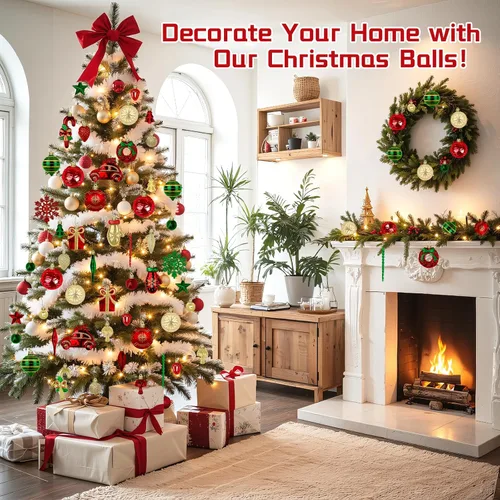 Vista 4 de EverMerry 82 bolas de Navidad, adornos con cuerdas para colgar para decoración de árbol de Navidad, deliciosas decoraciones de Navidad
