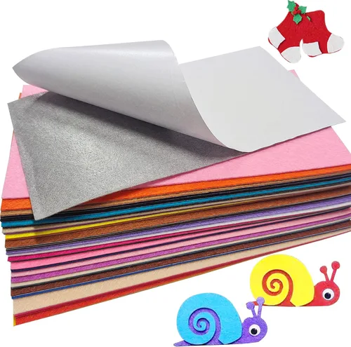Vista 3 de Jtnohx Hojas de fieltro autoadhesivas, fieltro con parte trasera adhesiva, 33 piezas de 10 cm x 20 cm hojas rígidas, 33 colores hoja rígida