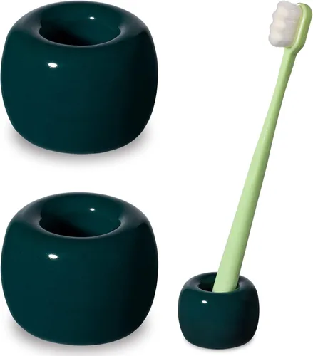 Vista 15 de Mini soportes para cepillos de dientes de cerámica para decoración de baño, encimeras de tocador, ahorro de espacio, blanco, paquete de 2