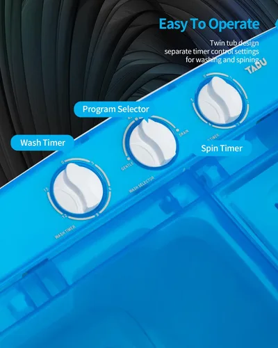 Vista 4 de Lavadora Portátil, Mini Lavadora y Secadora de 16.5LBS, Combo de Tina Doble con Ciclo de Lavado y Centrifugado, Máquina de Lavandería Compacta