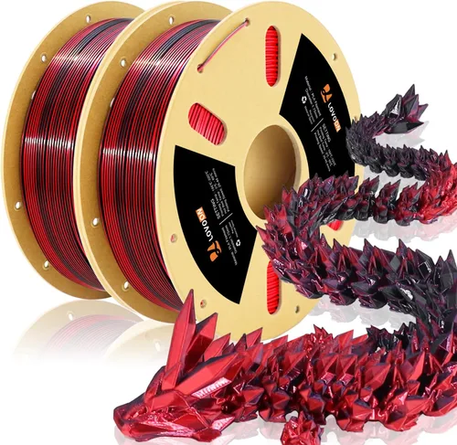 Vista 7 de LOVOON Filamento de ácido poliláctico (PLA) para impresión 3D multicolor, filamento PLA de 0.069 pulgadas, cambio de color doble por ángulo