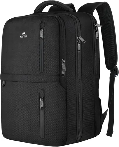 Vista 17 de MATEIN - Mochila de viaje para laptop, aprobada para vuelos, con compartimento para zapatos y puerto USB, equipaje resistente al agua, mochila