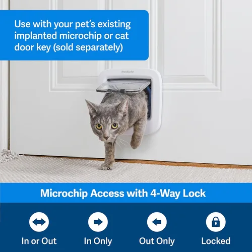 Vista 3 de PetSafe Puerta de gato con microchip, puerta exterior o interior para mascotas y extensión de túnel de puerta de gato de microchip para paredes