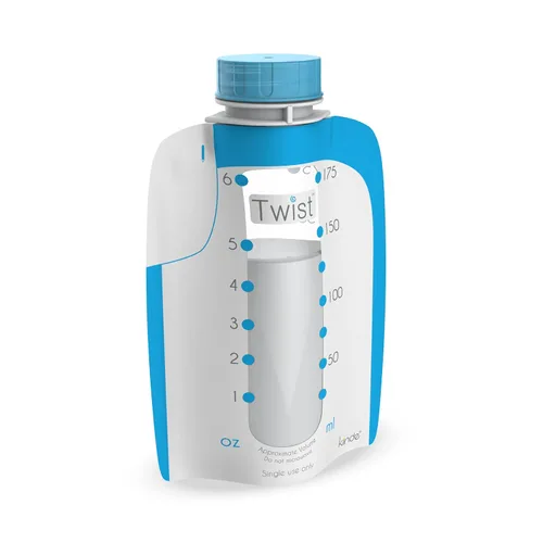 Vista 2 de Kiinde Twist Pouch - Bolsas de almacenamiento de leche materna para bombeo, congelación y exprimir torsión, biberón de leche materna natural