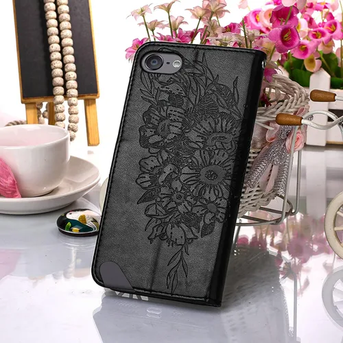 Vista 7 de Funda tipo cartera para iPod Touch 7/iPod Touch 6/iPod Touch 5, con soporte para tarjeta de crédito, para mujeres y hombres, con cierre magnético