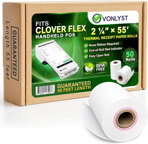Vista 8 de Rollo de papel térmico para papel de recibo Clover Flex 2 1/4 x 55 (10 rollos)