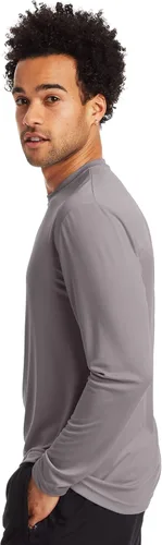 Vista 4 de Hanes Men's Long-Sleeve Pack, Cool Dri Moisture-Wicking T-Shirts, Performance Tee, 2-Pack