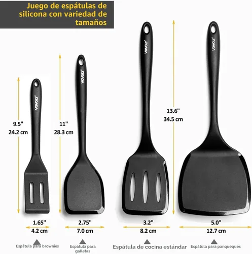 Vista 2 de Juego de espátulas de silicona, espátulas de silicona resistentes al calor de 315°C, espátula para voltear para cocinar, utensilios de cocina