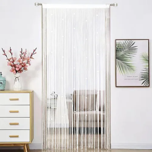 Vista 11 de HSYLYM - Cortinas con cuentas para puerta, cortinas de hilos ideales para decoración de sala de estar, colgante de pared, flecos, divisor
