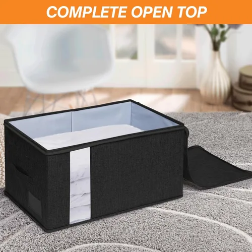 Vista 4 de Punemi Paquete de 2 bolsas de almacenamiento para ropa, bolsas de almacenamiento para mantas resistentes con soporte lateral en la parte inferior