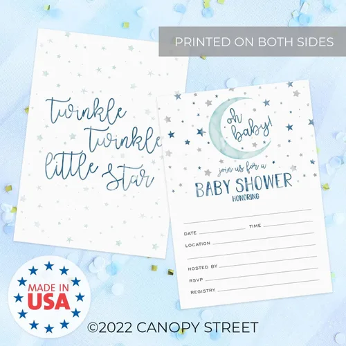 Vista 6 de Invitaciones para baby shower, 25 tarjetas de invitación con sobres blancos, invitaciones planas de 5 x 7 pulgadas, tarjetas de fiesta de bebé