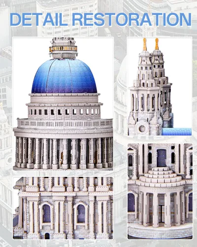 Vista 5 de Piececool Rompecabezas de metal 3D para adultos, kit de modelo de metal de la catedral de San Pablo, kits de construcción de arquitectura