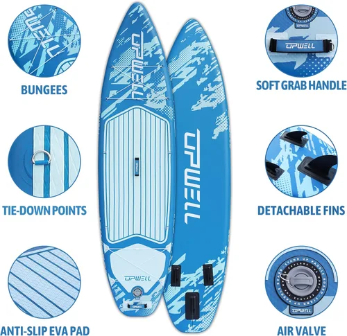 Vista 2 de UPWELL Tabla de Paddle Inflable de 10'6"/11'/11'6", Stand Up Paddleboard para Jóvenes y Adultos, Diseño Estable, Accesorios Premium de SUP, Mochila
