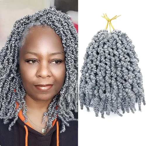 Vista 10 de Dorsanee Extensiones de cabello sintético corto estilo Bob Spring Twist de 6 pulgadas, 6 paquetes de extensiones de cabello sintético pretrenzado